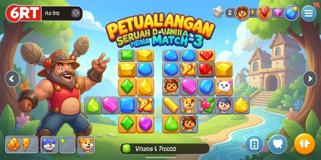 Tampilan gameplay menarik di 6RT dengan elemen warna-warni.