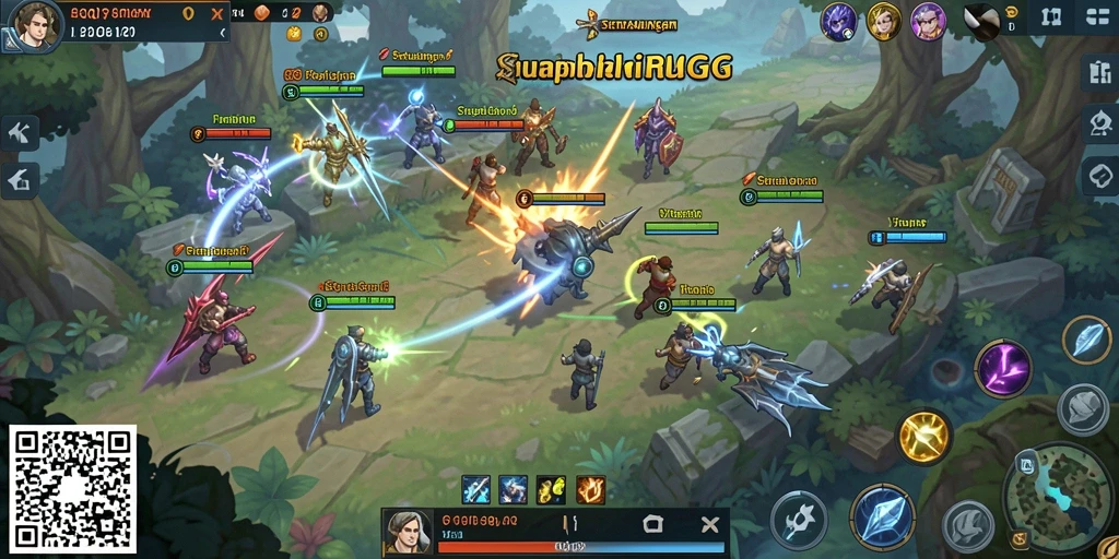 Screenshot gameplay 8QR menampilkan interaksi strategis yang mendalam.
