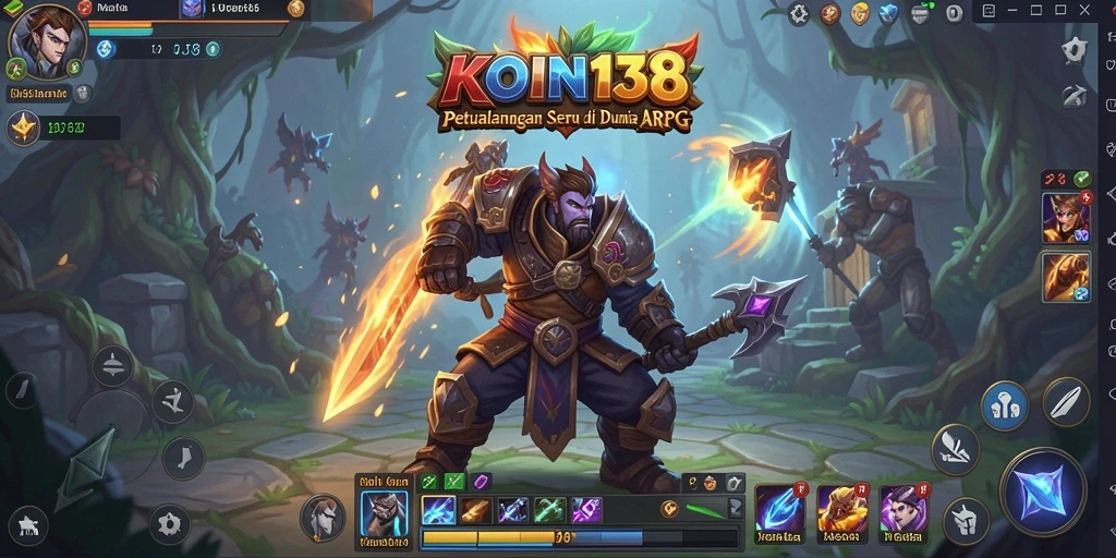 Screenshot KOIN138 menunjukkan pertempuran epik dalam dunia ARPG yang penuh warna.