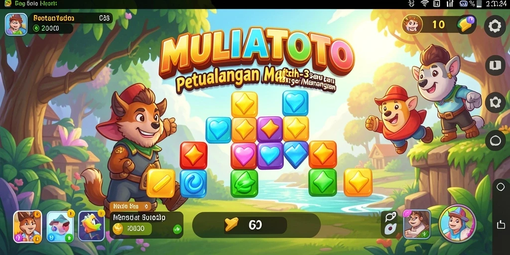 Tangkapan layar gameplay seru MULIATOTO yang menampilkan tantangan mencocokkan elemen.