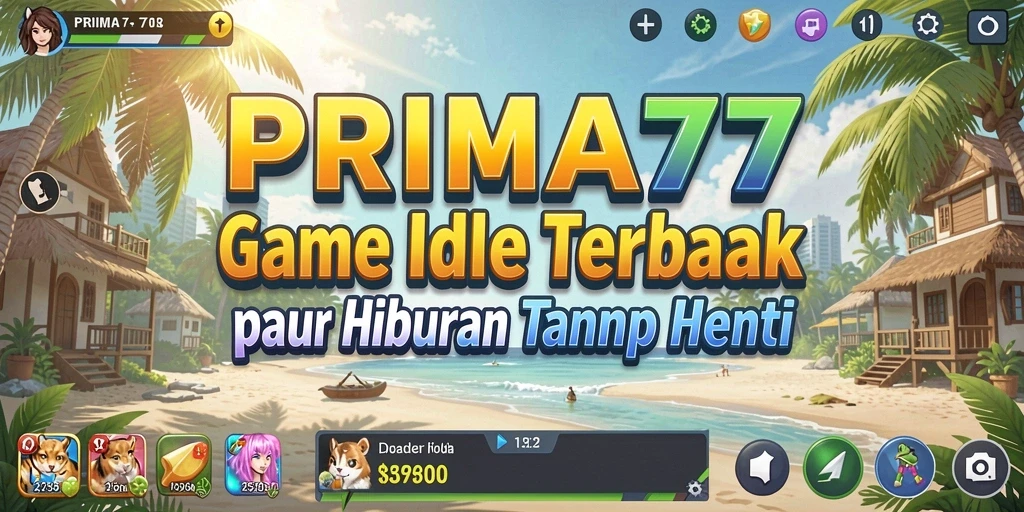 Screenshot PRIMA77 menunjukkan gameplay santai dan kemajuan yang menarik.