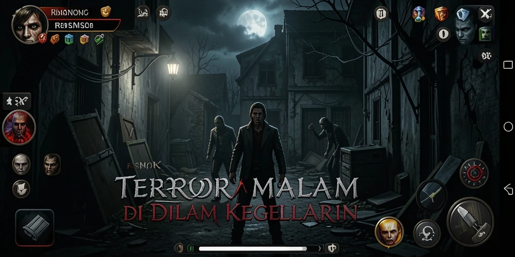 Screenshot utama RSNOK menampilkan suasana gameplay horror yang mencekam.