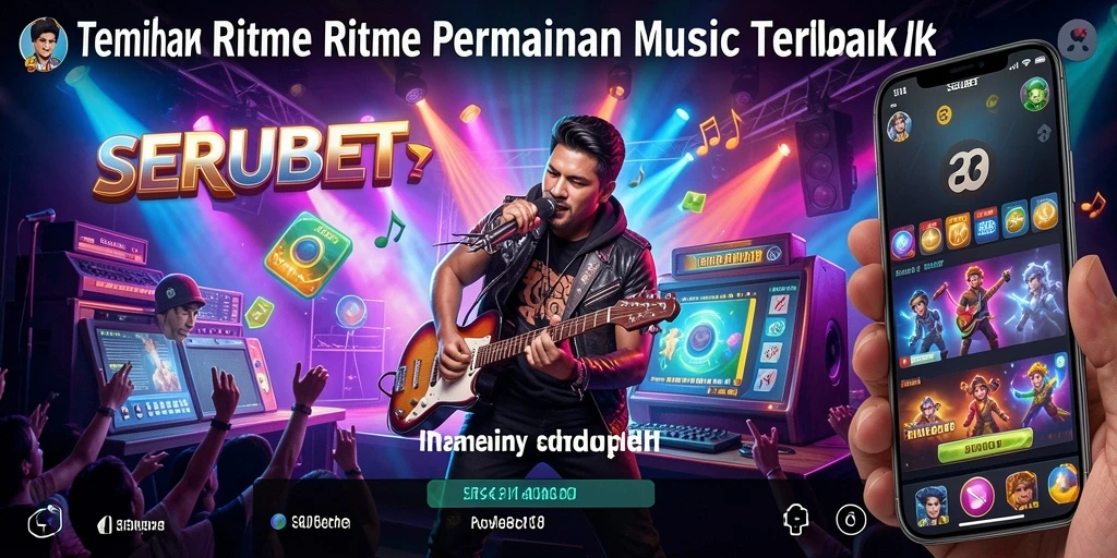 Screenshot gameplay SERUBET menunjukkan pengguna menikmati permainan musik dengan penuh semangat.