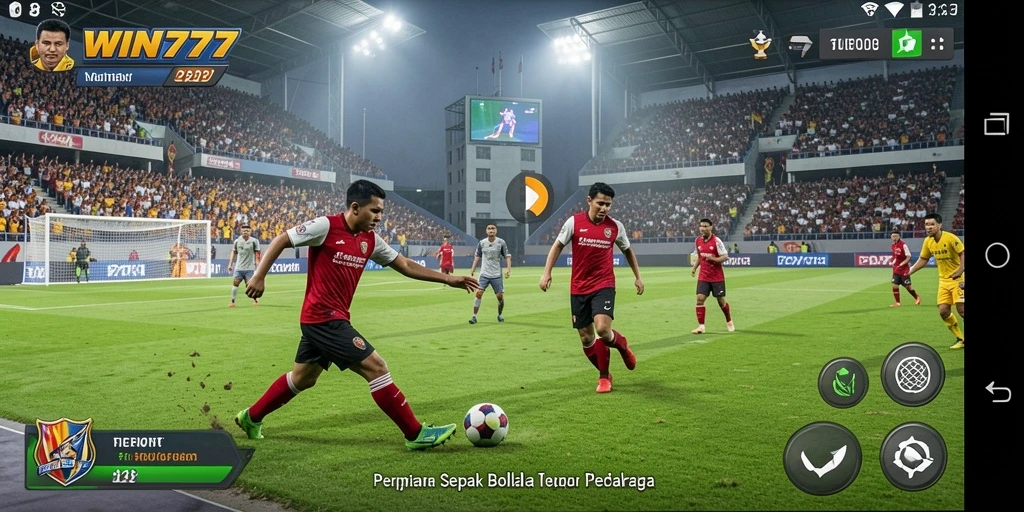 Tampilan gameplay WIN777 dengan aksi sepak bola yang mendebarkan.