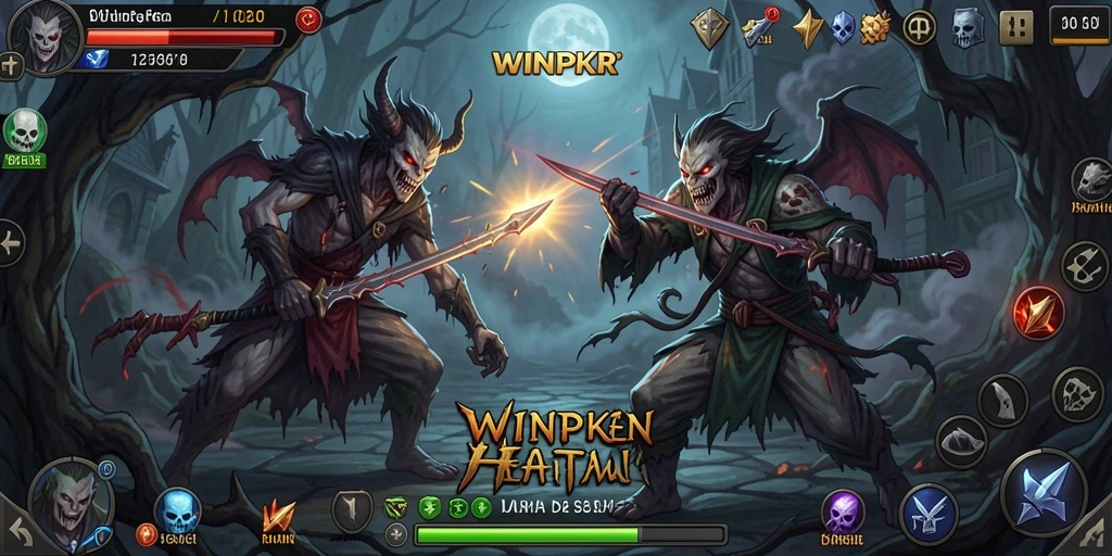 Tangkapan layar gameplay WINPKR yang menunjukkan aksi pertarungan yang mendebarkan.