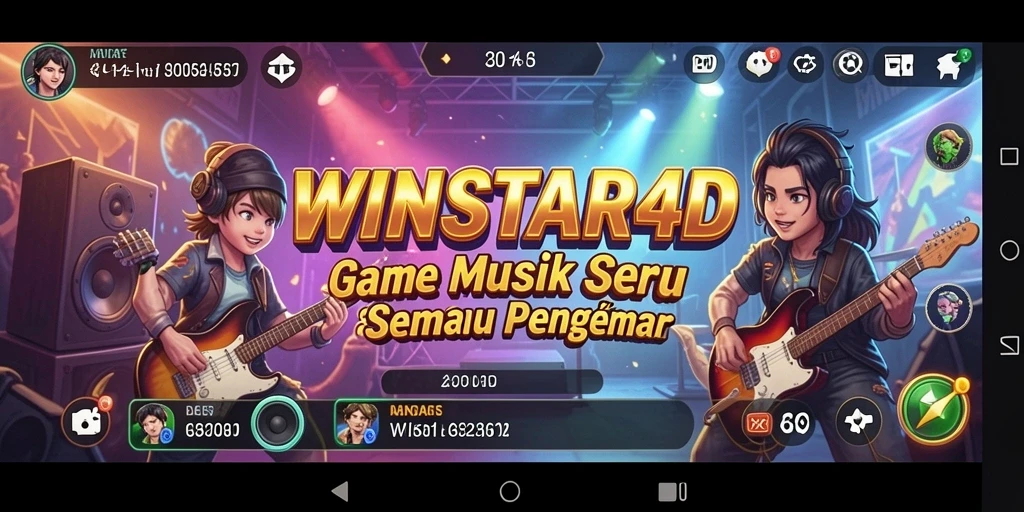 Tampilan gameplay WINSTAR4D saat pemain menyanyikan lagu favorit.